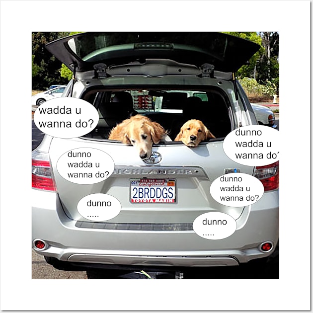 Two bored dogs with nothing to do in back of car Wall Art by Fantasyart123